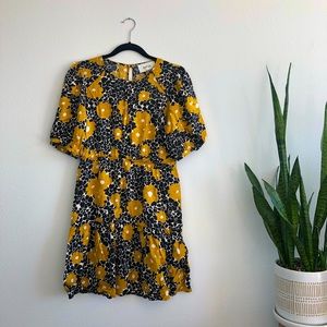 ba&sh yellow and black floral dress